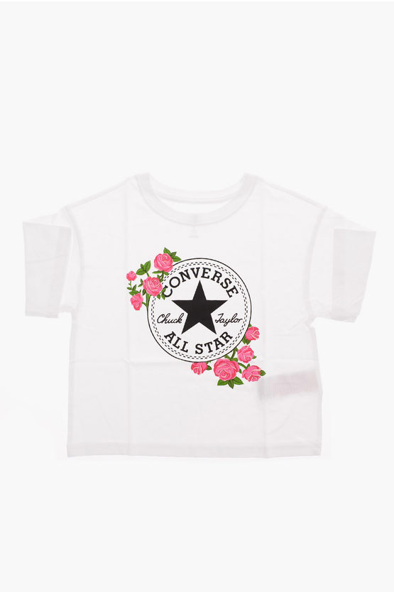  Converse Girl's Short Sleeve Iridescent All Star Logo Boxy Fit  T-Shirt (Little Kids) Black 4 Little Kid: Clothing, Shoes & Jewelry