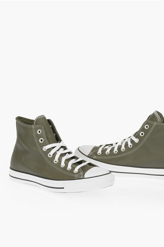 Converse All Star Leather Sneakers In Green
