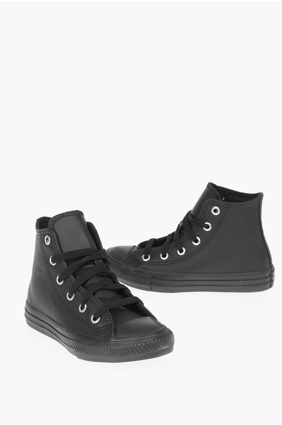 Converse All Star Leather Trainers In Black