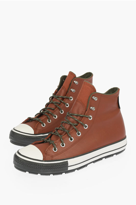 Converse All Star Leather Trainers In Brown