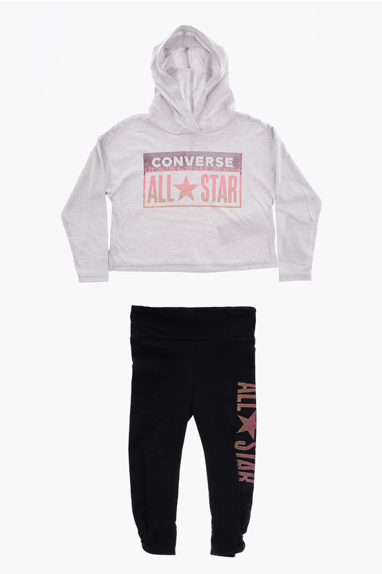 Converse All Star Leggings And Lightweight Sweatshirt With Rhinestone In Multi