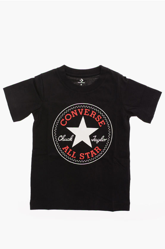 Converse Kids' All Star Logo-print Jersey T-shirt In Black
