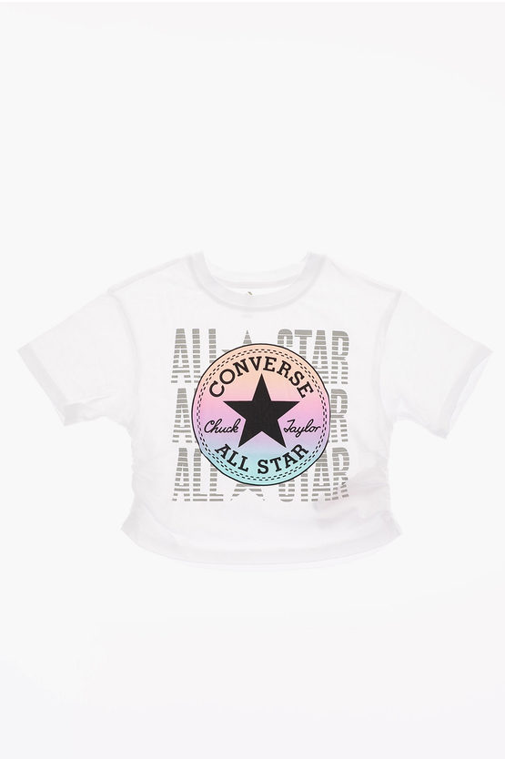Converse Kids' All Star Logo-print Ruffled T-shirt In White