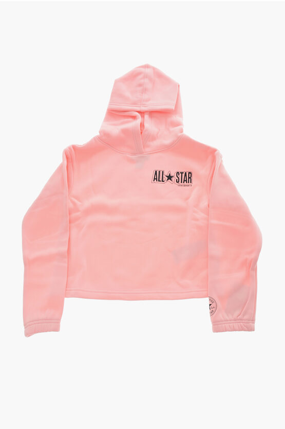Converse All Star Logo Printed Solid Color Hoodie In Pink