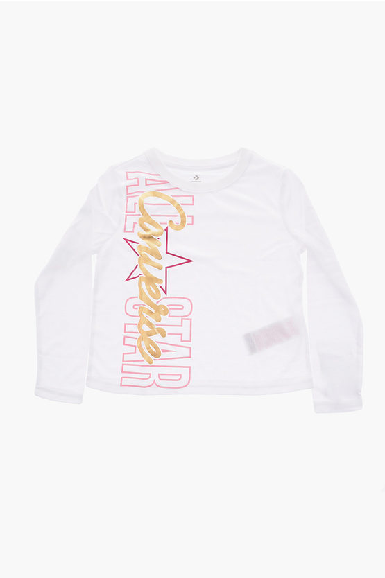 Converse All Star Long Sleeve Printed T-shirt In White
