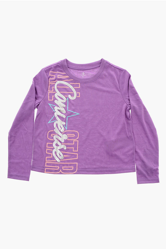 Converse All Star Long Sleeve Printed T-shirt In Purple