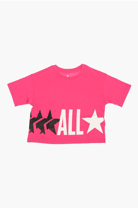 Converse Kids' All Star Printed Crew-neck T-shirt In Pink