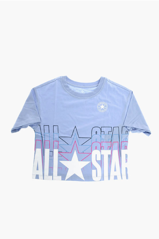 Converse All Star Printed Cropped T-shirt In Blue