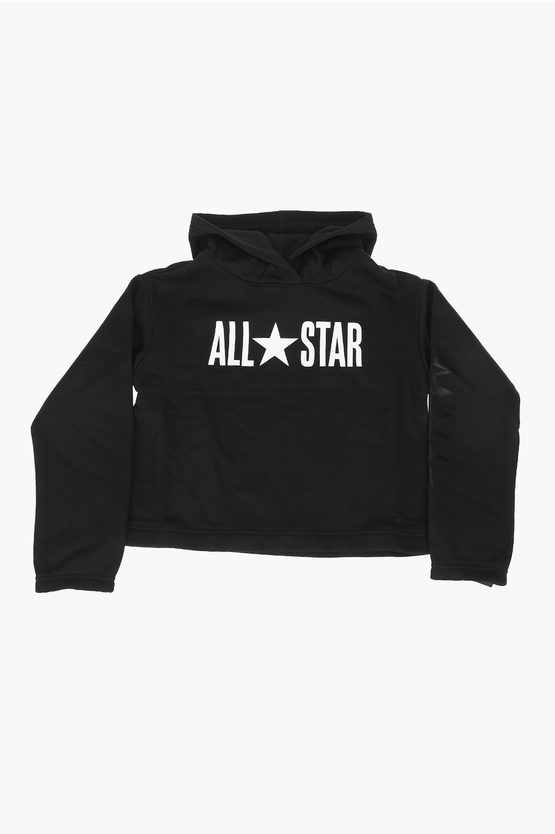 Converse All Star Printed Hoodie In Black