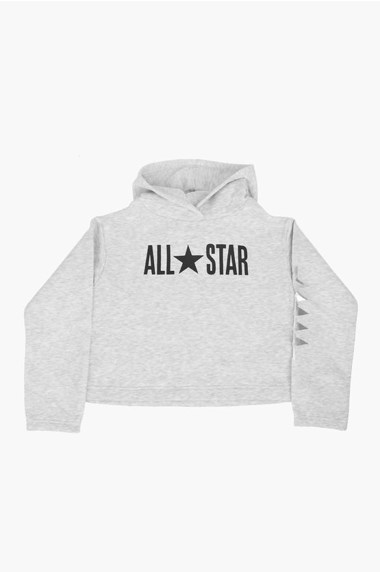 Converse All Star Printed Hoodie In Gray