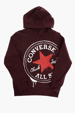 Converse Boys All Over Print online Pullover Hoodie Sweatshirt Burgundy Red Size M