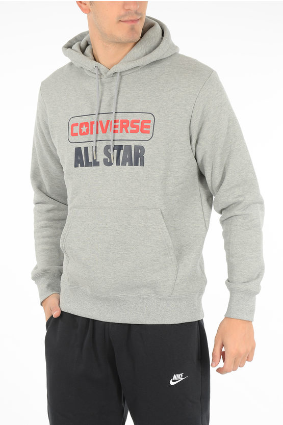Converse All Star Printed Sweatshirt In Gray