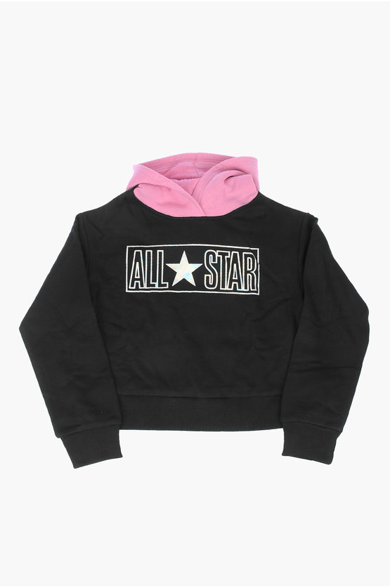 Converse All Star Printed Sweatshirt In Black