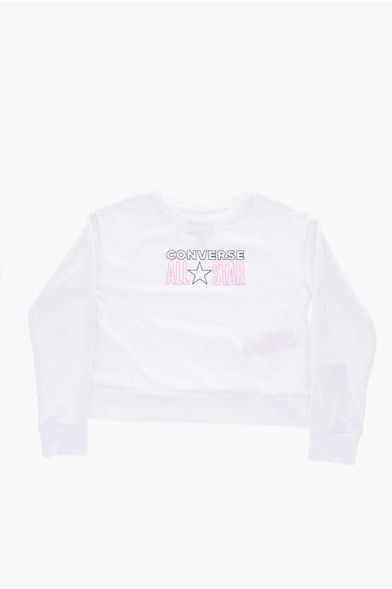 Converse All Star Printed Sweatshirt In White