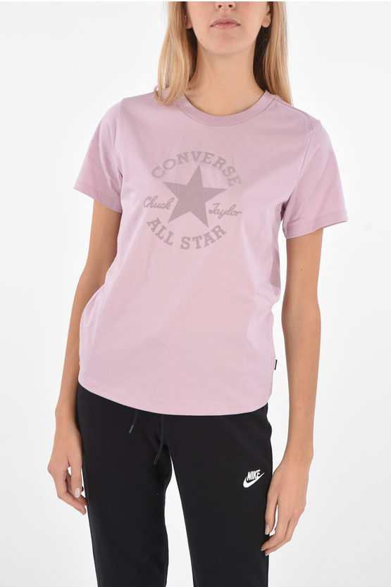 Converse All Star Printed T-shirt In Pink