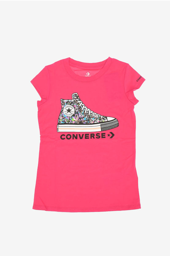 Converse All Star Printed T-shirt In Pink