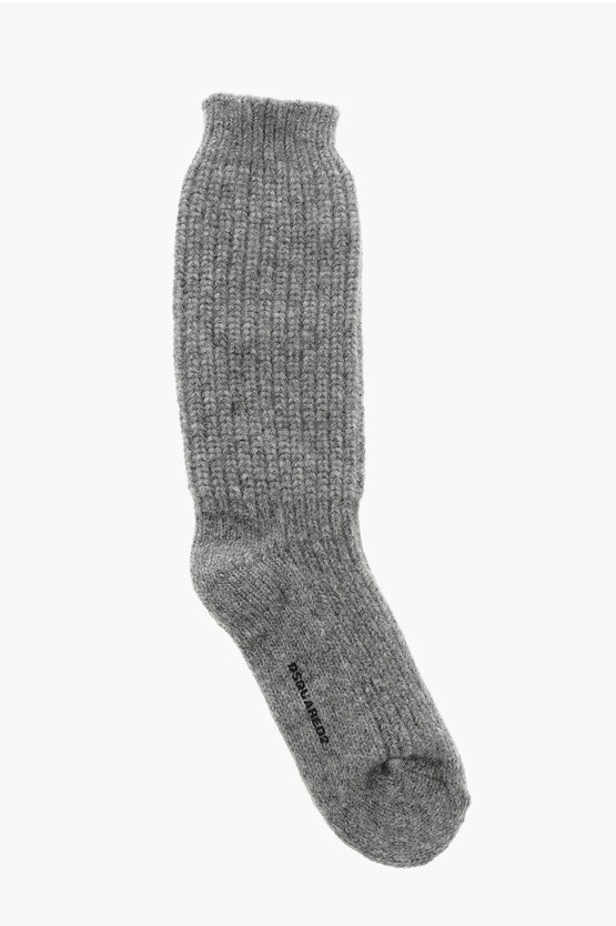 Dsquared2 Alpaca Blend Mid Socks In Gray