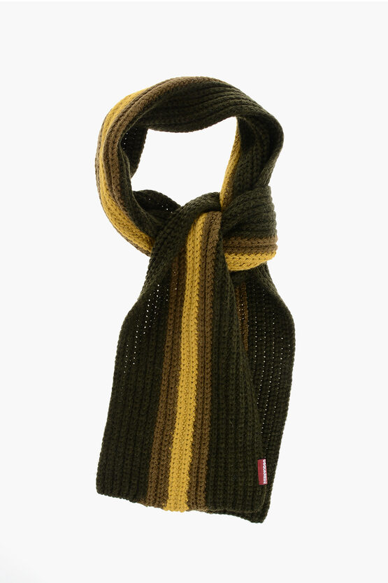 Dsquared2 Alpaca Blend Scarf With Contrasting Band In Yellow