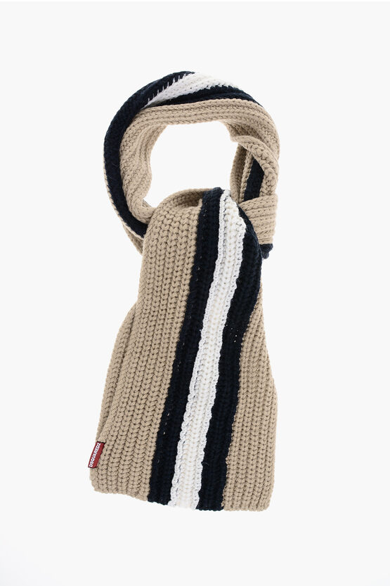 Dsquared2 Alpaca Blend Scarf With Contrasting Band In Multi