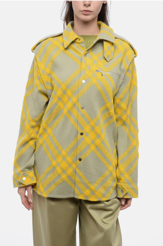 Shop Burberry Alpaca Blend Tartan Overshirt