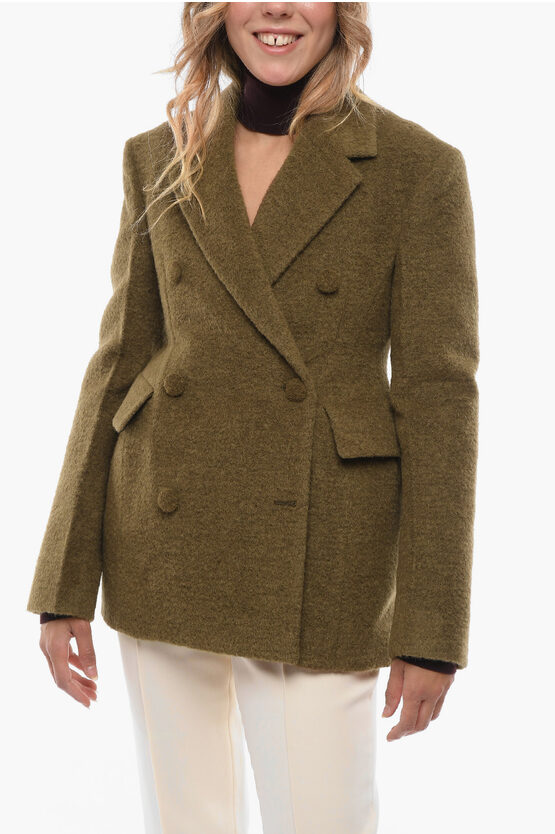 Jil Sander Alpaca Wool-blend Blazer With Double Breast In Brown