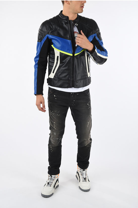 Diesel ALPINESTARS Leather ASTARS-LDUE Biker JAcket Men - Glamood Outlet