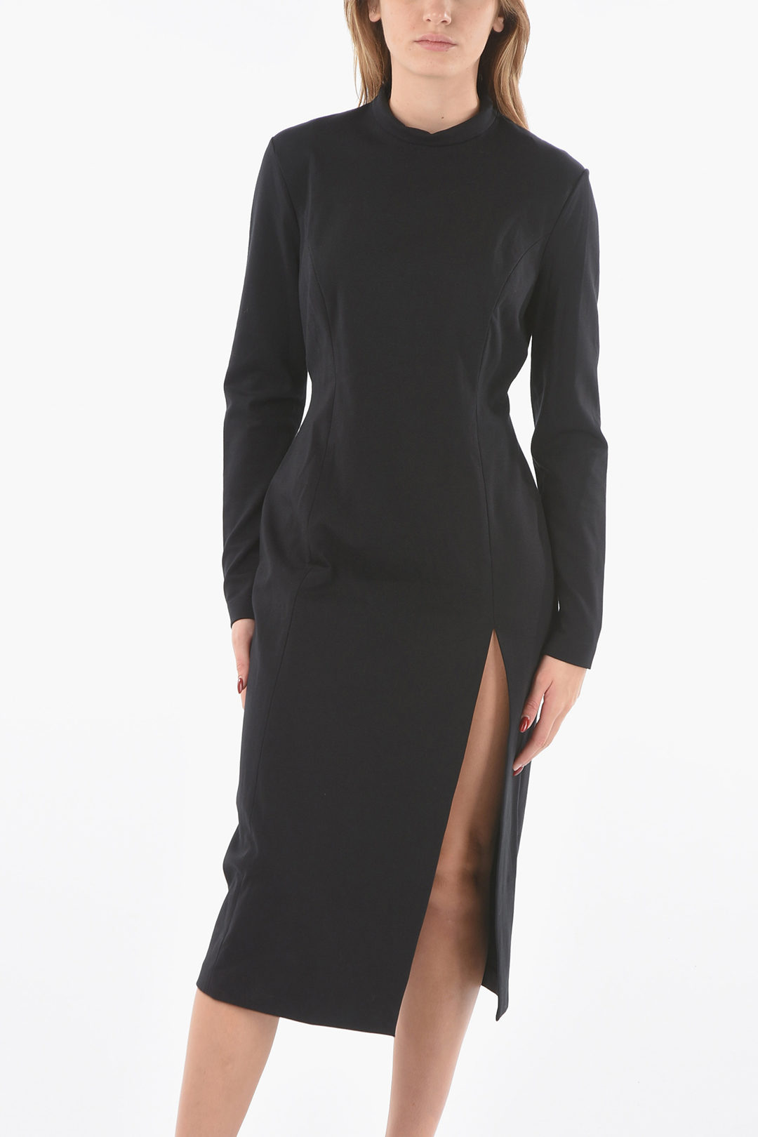 Wolford AMINA MUADDI Jersey Turtleneck Maxi Dress with Side Split Hem ...