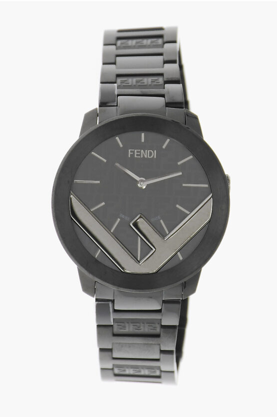 Shop Fendi Analog Watch With Logoed Metal Strap