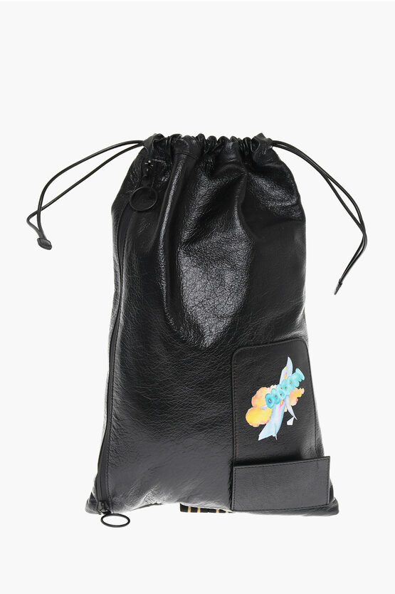 Off-white Andre Walker Patent Leather Drawstring Bag With Watercolor P
