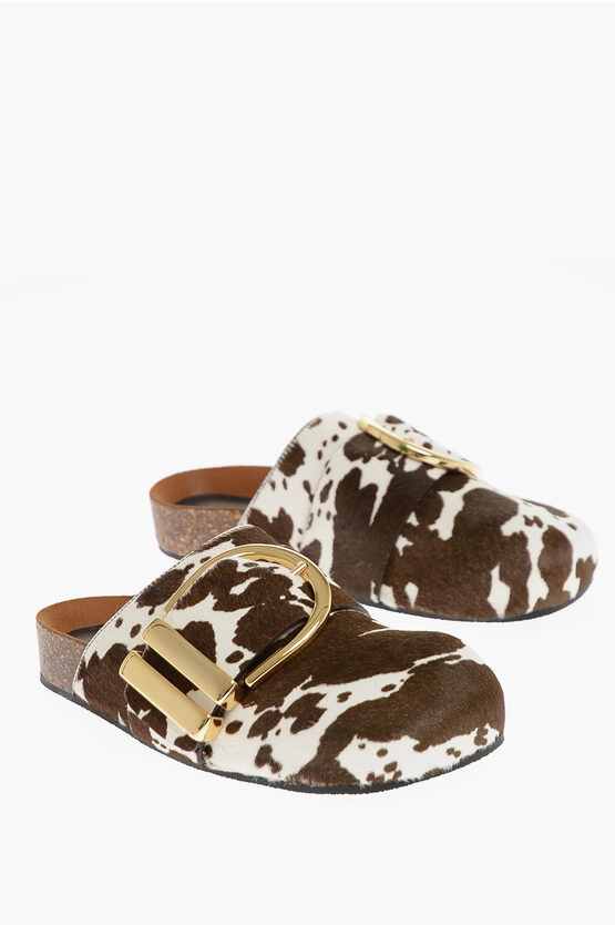 Shop Khaite Animal Leather Print Mules With Buckle