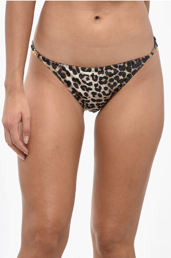 Ganni Animal Motif Bikini Bottom With Monogram In Multi