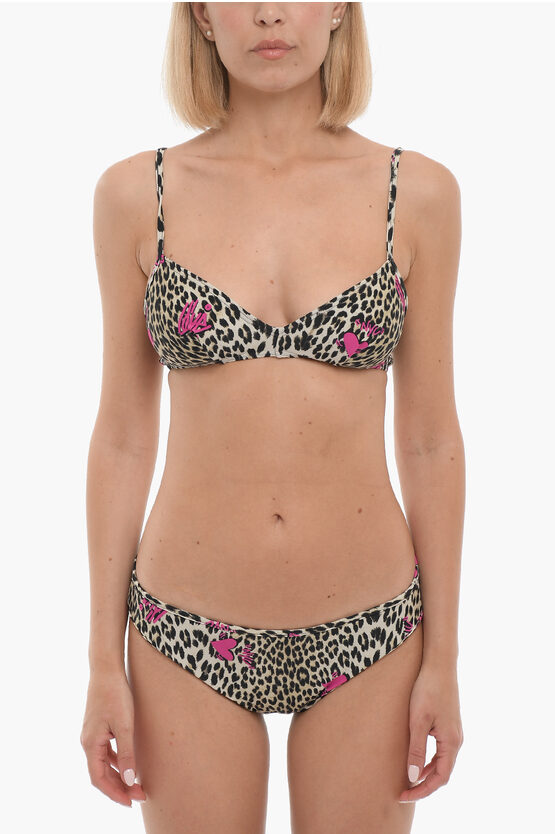 Zadig & Voltaire Animal Motif Triangle Bikini In Multi