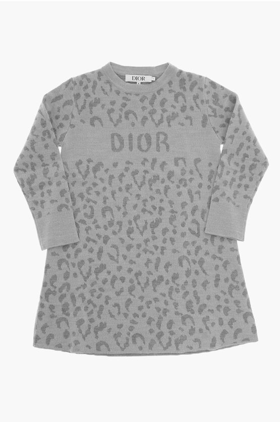 Shop Dior Animal Patterned Crew-neck Dress