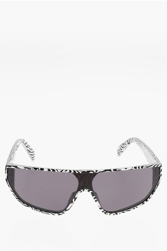 Shop Celine Animal Patterned Frame Shield Sunglasses