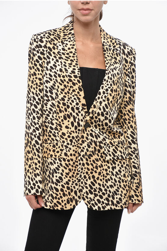 Dsquared2 Animal Patterned Manhattan Notch Single-breasted Blazer In Black