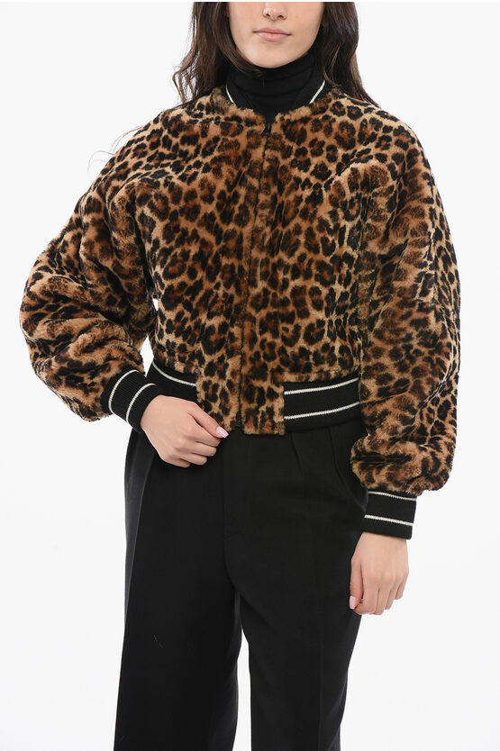 Dior Animal Patterned Shearling Bomber Jacket