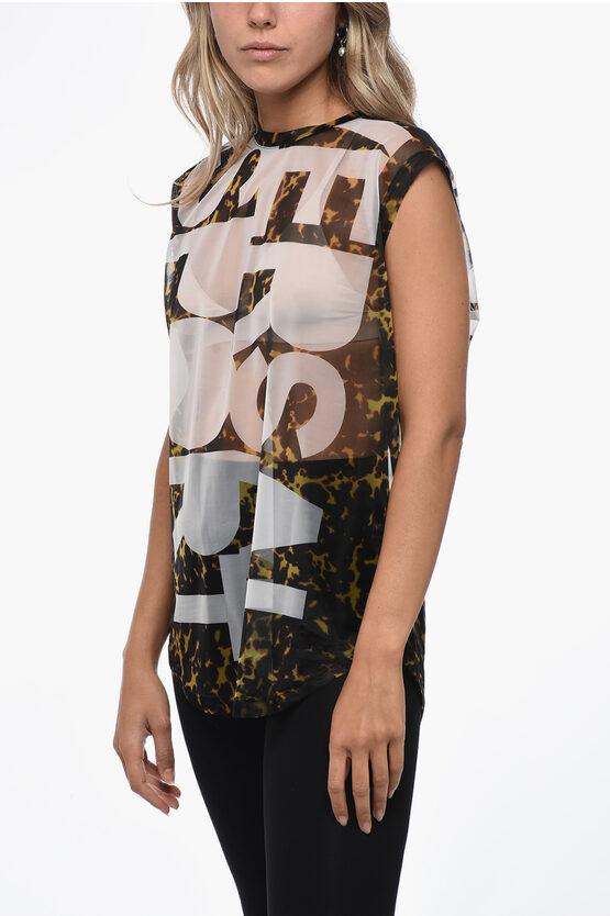 Shop Burberry Animal Patterned Universal Sport See-through Tank Top