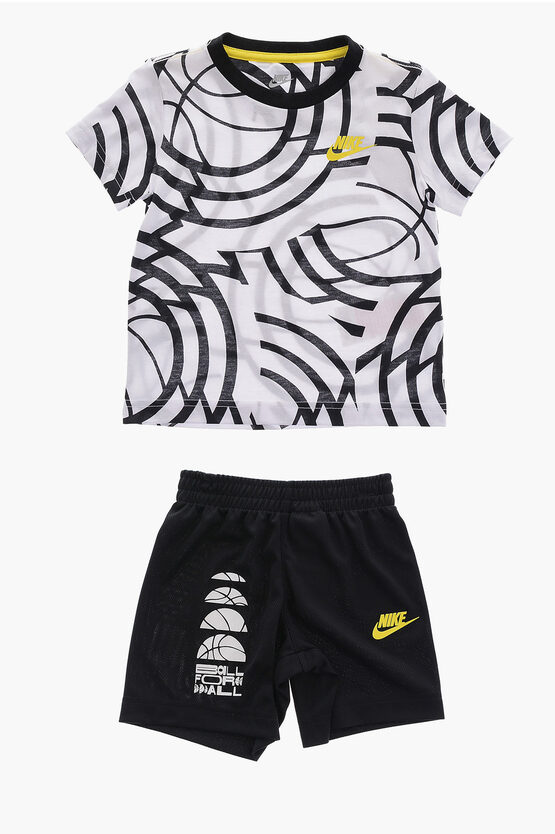 Animal Print T-Shirt and Shorts Set with Elastic Waistband