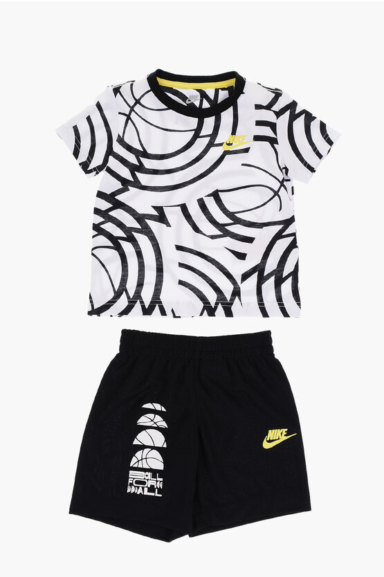 Animal Print T-Shirt and Shorts Set with Elastic Waistband
