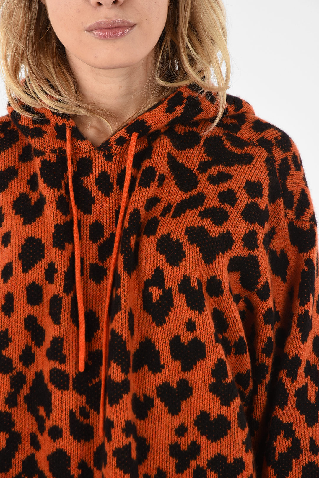 R13 Animal Printed Cashmere Hooded Sweater women Glamood Outlet