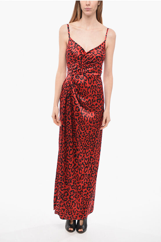 Dolce & Gabbana Animal Printed Silk Dress In Red