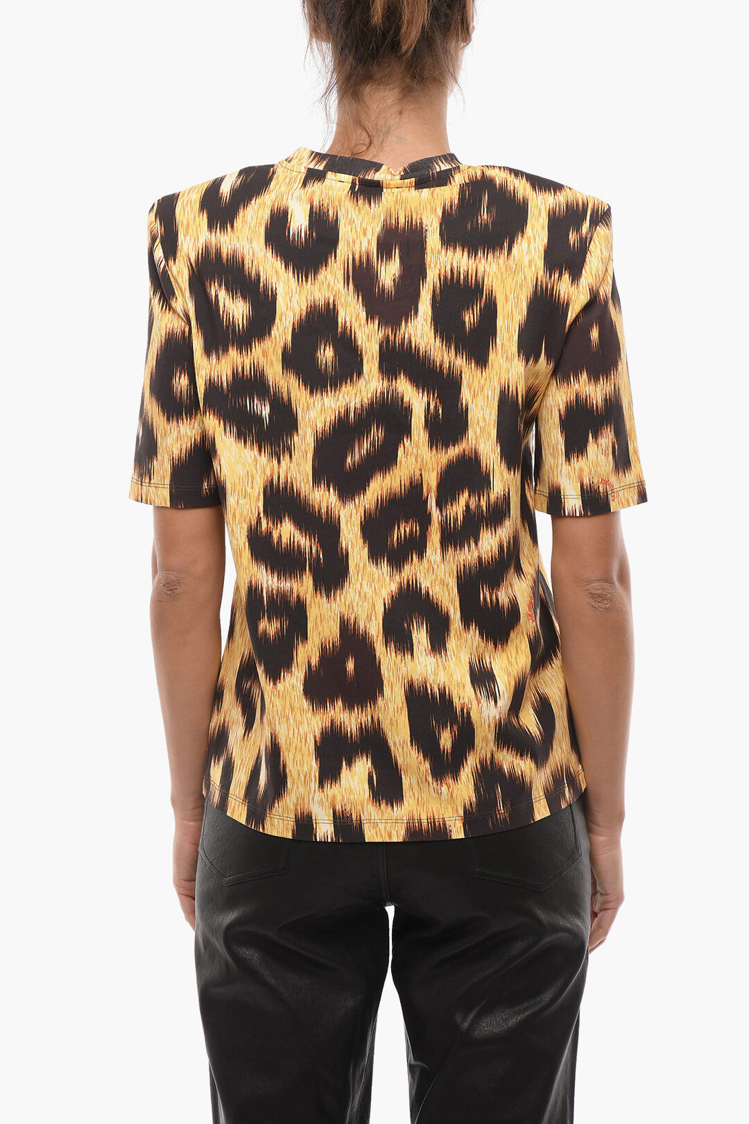 The Attico Animalier Print BELLA T shirt With Padded Shoulders