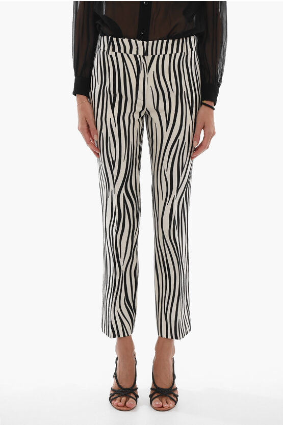Valentino Animalier Print Flared Fit Pants In White