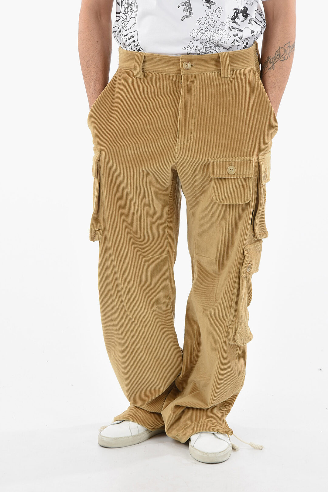 Palm Angels Ankle Drawstring Corduroy Cargo Pants men Glamood Outlet