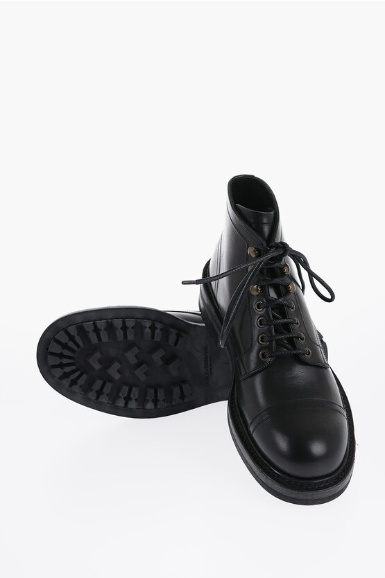 Shop Dolce & Gabbana Ankle Leather Combat Boots