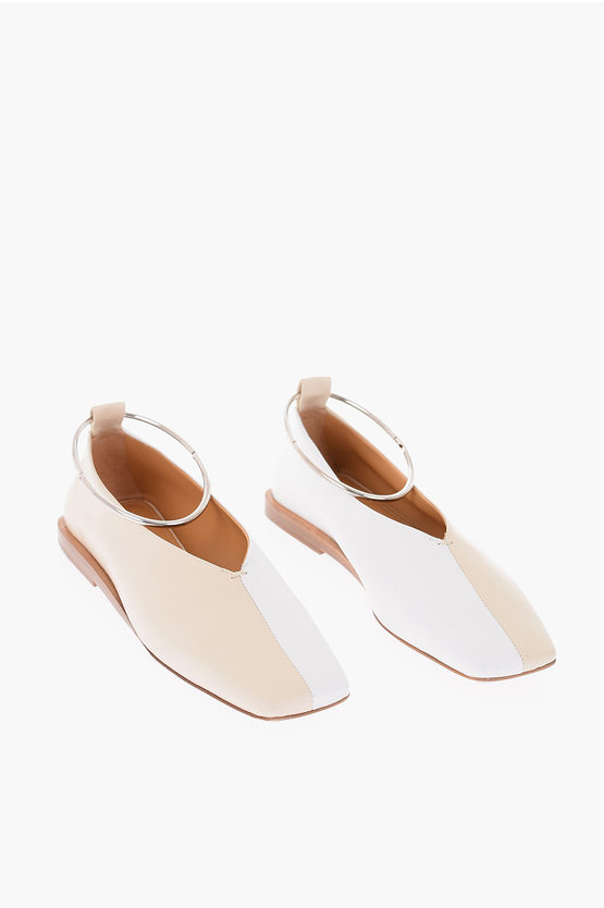 Jil Sander Ankle Ring Two Tone Leather Ballet Flats women Jil Sander Ankle Ring Two Tone Leather Ballet Flats women