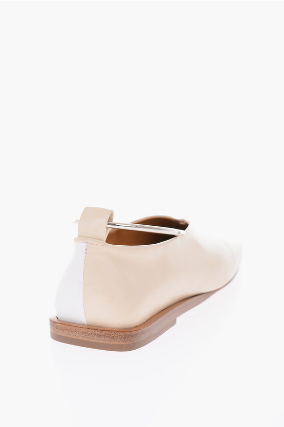 Jil Sander Ankle Ring Two Tone Leather Ballet Flats Women - Glamood Outlet