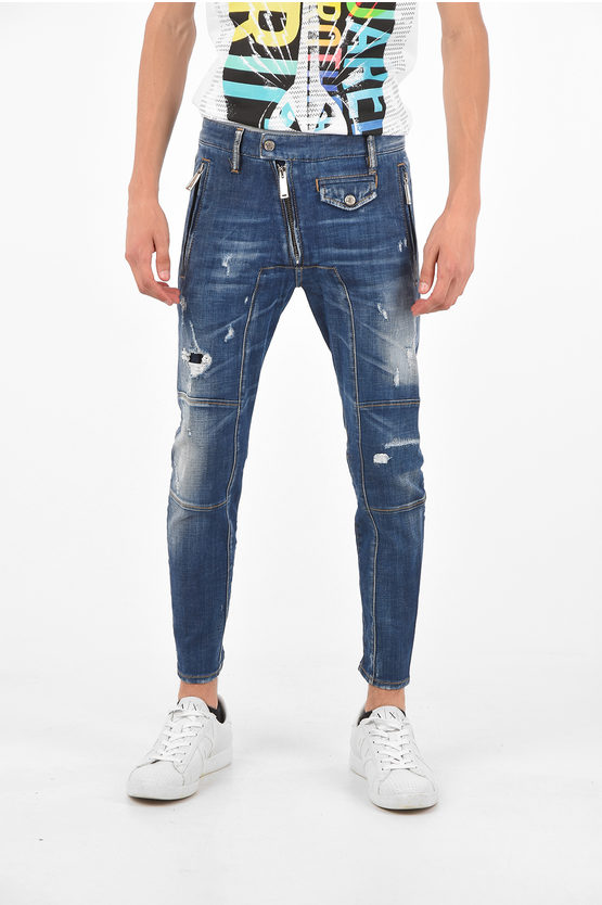 パンツ DSQUARED2 LEATHER BIKER JEAN 44size Dsquared2 Leather Biker Pants with Zipped Detailing men