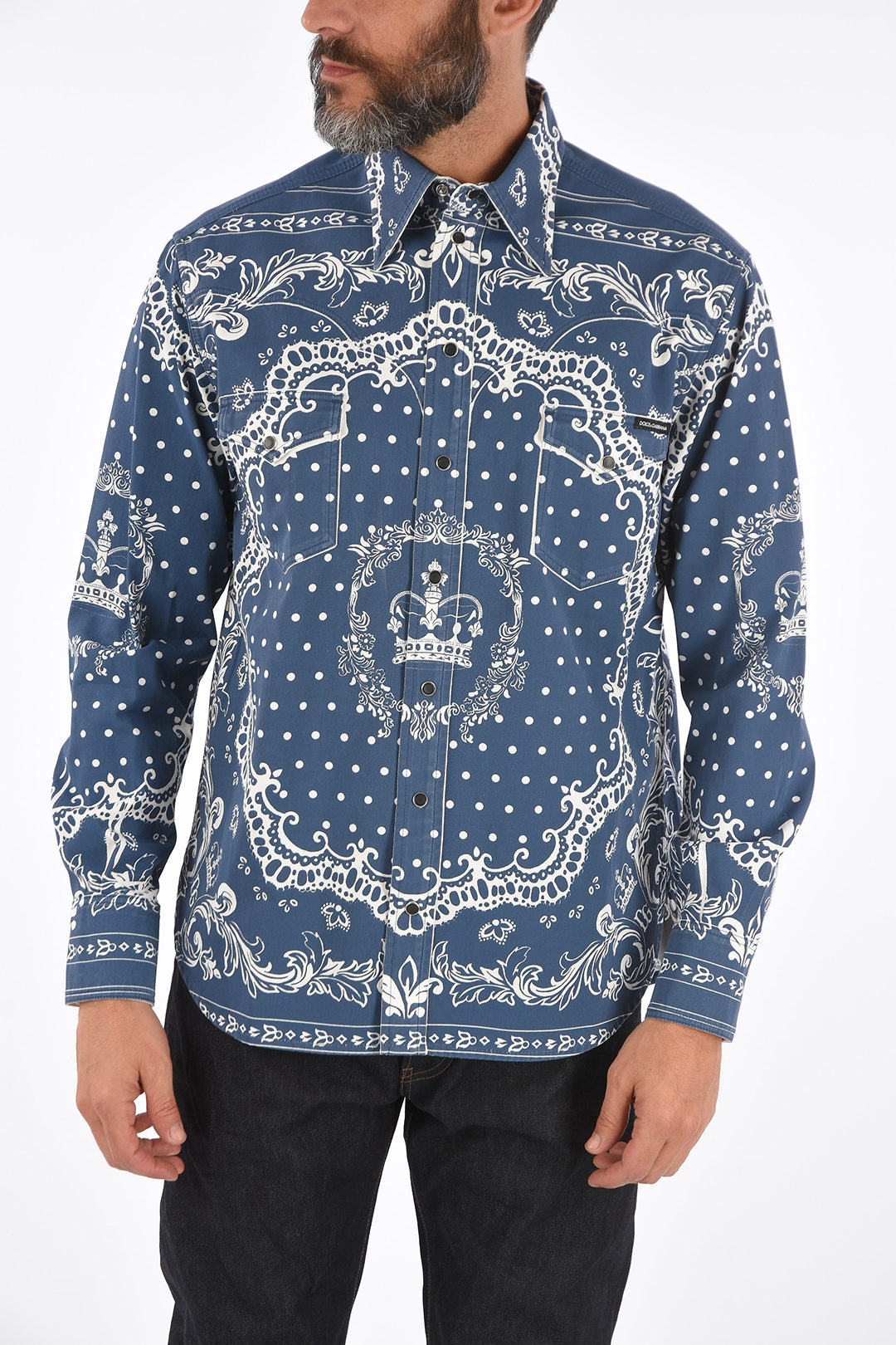 Dolce & Gabbana anthemion-print snap button shirt men - Glamood Outlet