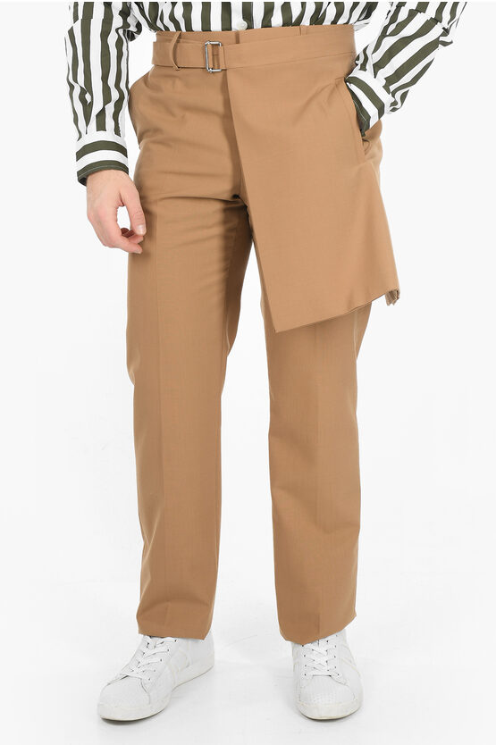 Off-white Apron Detail Slim Fit Pants In Brown